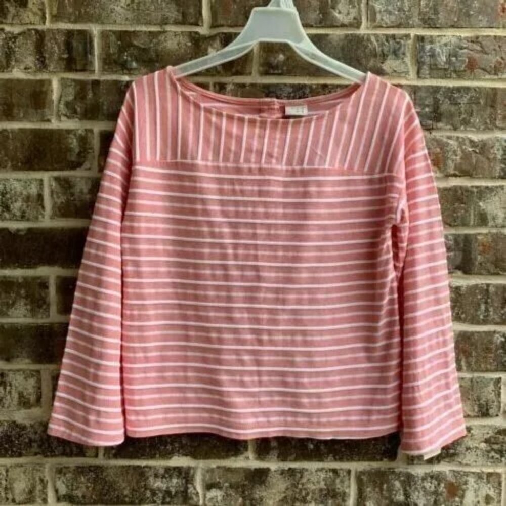 Andeawy Women's Crop Top Blouse Long sleeves Back Closure Striped Size S